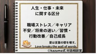 人生・仕事・未来の悩みを整理する方法｜キャリア・転職・習慣・将来不安を整える｜Kazuma式 対話相談室